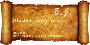 Blocher Jolánta névjegykártya